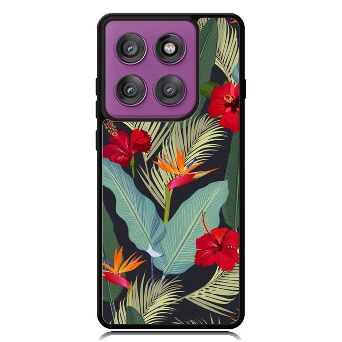 pattern tropical leaves with red hibiscus flower and bird of paradise Motorola Moto Edge 2025 | Moto Edge 60 Fusion | Moto Edge 60 Pro Case OV10790