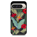 pattern tropical leaves with red hibiscus flower and bird of paradise Google Pixel 10 | Google Pixel 10 Pro Case RC10790