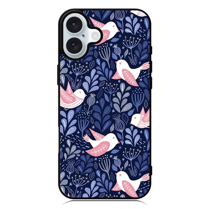 Bird Flower Pattern iPhone 16 Case QC10906
