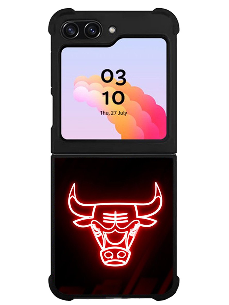 Chicago Bulls NBA Neon Logo Samsung Galaxy Z Flip 5 5G 2023 Case OV10683