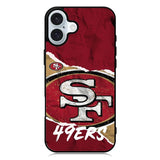 San Francisco 49ers Torn Paper Style Logo iPhone 16 Plus Case QC10317
